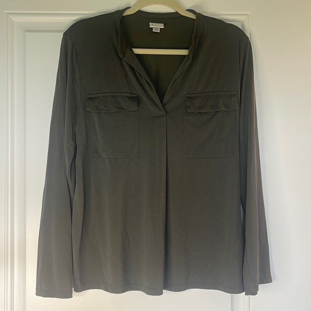 A new day v neckline olive blouse